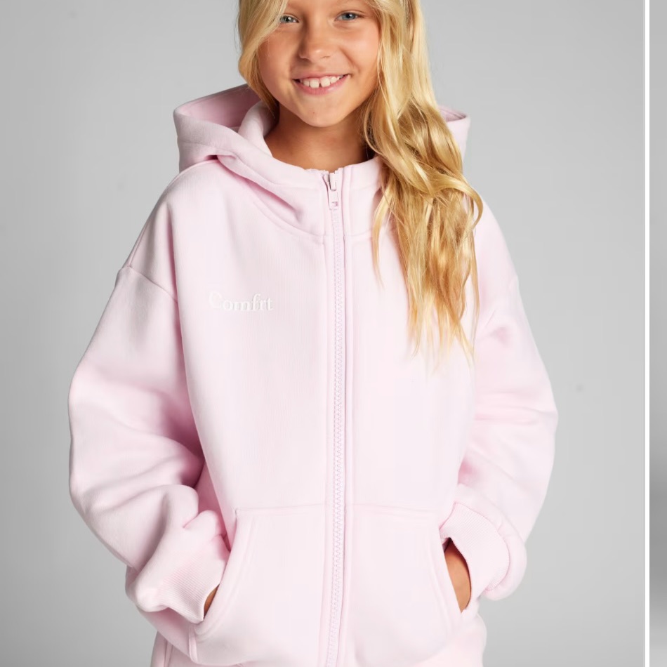 Comfrt Brand Kids Cloud Zip-Up Hoodie- Powder Pink